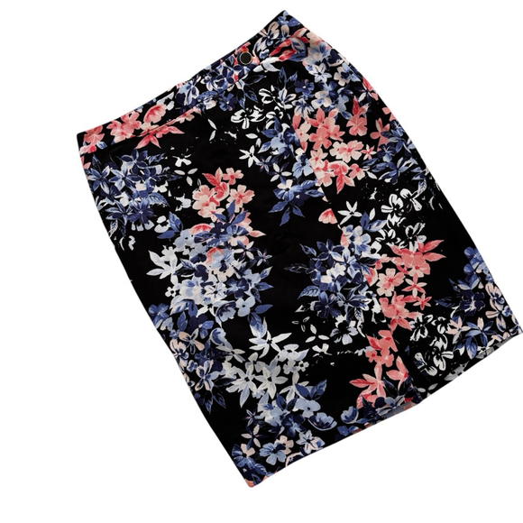 Talbots Floral Pencil Skirt Navy Pink White Blue Size 10 - Picture 3 of 12